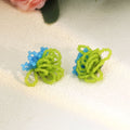 Elegant Frosted Crystal Beaded Hydrangea Flower Studs For Women Fresh Green Blue Statement Earrings view 4