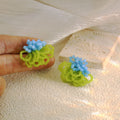 Elegant Frosted Crystal Beaded Hydrangea Flower Studs For Women Fresh Green Blue Statement Earrings view 3