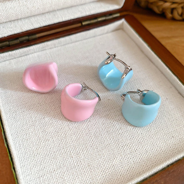 Dopamine Enamel Copper U-Shaped Ear Cuff Earrings Minimalist Geometric Round Light Luxury Style