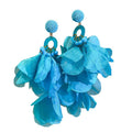 Fabric Flower Tassel Drop Earrings With Silver Needle Posts, Summer Beach Vacation Light Luxury Style view 5
