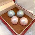 French Vintage Semi Circle Faux Pearl Stud Earrings Minimalist Oval Geometric Everyday Jewelry view 3