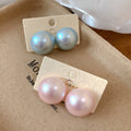 French Vintage Semi Circle Faux Pearl Stud Earrings Minimalist Oval Geometric Everyday Jewelry view 1