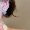 Fresh Acrylic Round Flower Stud Earrings With Silver Needle Minimalist Geometric Daily Jewelry view 4