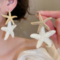 Alloy Raffia Star Pendant Drop Earrings, Summer Beach Vacation Style Stud Earrings for Women view 3