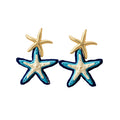 Alloy Raffia Star Pendant Drop Earrings, Summer Beach Vacation Style Stud Earrings for Women view 5