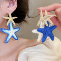 Alloy Raffia Star Pendant Drop Earrings, Summer Beach Vacation Style Stud Earrings for Women view 1