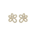 18K Gold Plated Copper Zircon Flower Stud Earrings With Silver Needle Posts For Women view 5