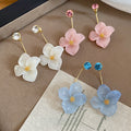 18K Gold Plated Resin Flower Stud Earrings With Silver Posts And Sparkling Rhinestones view 2