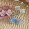 18K Gold Plated Resin Flower Stud Earrings With Silver Posts And Sparkling Rhinestones view 4
