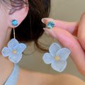 18K Gold Plated Resin Flower Stud Earrings With Silver Posts And Sparkling Rhinestones view 3