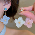 18K Gold Plated Resin Flower Stud Earrings With Silver Posts And Sparkling Rhinestones view 1