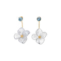 18K Gold Plated Resin Flower Stud Earrings With Silver Posts And Sparkling Rhinestones view 5
