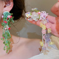 Sweet Floral Artificial Crystal Beaded Stud Earrings With Silver Pins For Vacation Style view 2