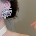 Sweet Floral Artificial Crystal Beaded Stud Earrings With Silver Pins For Vacation Style view 4