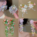 Sweet Floral Artificial Crystal Beaded Stud Earrings With Silver Pins For Vacation Style view 1