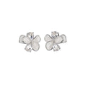 Sweet Korean Style Copper Zircon Flower Stud Earrings With Silver Posts, Petite Light Luxury Jewelry view 5