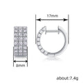 European American Three Row Pave Zircon Hoop Earrings, Casual Fashion Luxury Daily Ear Jewelry view 4