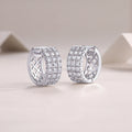 European American Three Row Pave Zircon Hoop Earrings, Casual Fashion Luxury Daily Ear Jewelry view 3