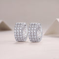 European American Three Row Pave Zircon Hoop Earrings, Casual Fashion Luxury Daily Ear Jewelry view 1