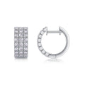 European American Three Row Pave Zircon Hoop Earrings, Casual Fashion Luxury Daily Ear Jewelry view 5