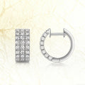 European American Three Row Pave Zircon Hoop Earrings, Casual Fashion Luxury Daily Ear Jewelry view 2