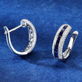 Elegant Zircon Hoop Earrings With Faux Sapphire Design, Premium Classic Vacation Accessory For Women view 2