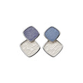 Elegant Blue Enamel Flower Copper Stud Earrings, Sweet Light Luxury Floral Design For Women view 5