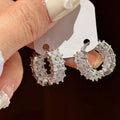 Simple Hoop Earrings For Women, Double Row Cubic Zirconia Inlaid Daily Fashion Jewelry view 2
