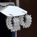 Simple Hoop Earrings For Women, Double Row Cubic Zirconia Inlaid Daily Fashion Jewelry view 3