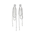 Minimalist Faux Pearl Tassel Drop Earrings With Silver Needle Geometric Stud Design For Women view 5