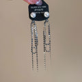 Minimalist Faux Pearl Tassel Drop Earrings With Silver Needle Geometric Stud Design For Women view 2