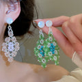Fresh Style Artificial Crystal Woven Diamond Pendant Drop Earrings For Summer Beach Vacation view 2