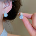 Geometric Square Artificial Crystal Stud Earrings, Elegant Light Luxury Office Style view 3