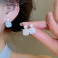 Geometric Square Artificial Crystal Stud Earrings, Elegant Light Luxury Office Style view 1