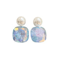 Geometric Square Artificial Crystal Stud Earrings, Elegant Light Luxury Office Style view 5