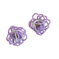 Purple Crystal Monet Water Lily Beaded Stud Earrings, Sweet Floral Light Luxury Design view 5