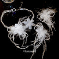 Elegant Butterfly Bow Feather Faux Pearl Romantic Garden Ear Cuff Necklace Jewelry Set view 2