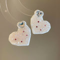 Artificial Crystal Heart Stud Earrings With Silver Needles, Elegant Light Luxury Niche Design view 2