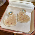 Artificial Crystal Heart Stud Earrings With Silver Needles, Elegant Light Luxury Niche Design view 4