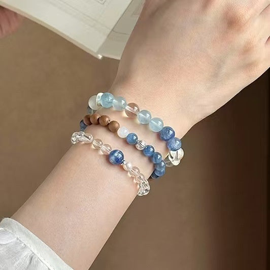 Fashion OL Round White Crystal Beaded Bracelet Minimalist Geometric Light Luxury Jewelry