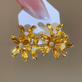 French Vintage Flower Faux Pearl Stud Earrings With Silver Needle Light Luxury Designer Style view 1