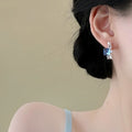Light Luxury Geometric Blue Zircon Imitation Pearl Stud Earrings For Women view 2