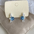 Light Luxury Geometric Blue Zircon Imitation Pearl Stud Earrings For Women view 3