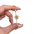 18K Gold Plated Copper Daisy Pearl Bracelet With Sparkling Zircon Floral Stackable Design view 5