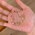18K Gold Plated Copper Daisy Pearl Bracelet With Sparkling Zircon Floral Stackable Design view 3