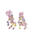 Artificial Crystal Flower Tassel Drop Earrings Elegant Vacation Style Silver Needle Studs view 5