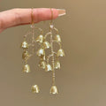 Vintage Court Style Copper Rhinestone Leaf Flower Tassel Drop Earrings view 4
