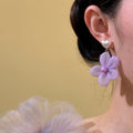 Sweet Purple Floral Heart Faux Pearl Stud Earrings For Beach Vacation Style 2026 view 4