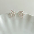 Copper Zircon Enamel Bow Stud Earrings Korean Sweet Light Luxury Cute Style Jewelry view 2