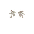 Copper Zircon Enamel Bow Stud Earrings Korean Sweet Light Luxury Cute Style Jewelry view 5